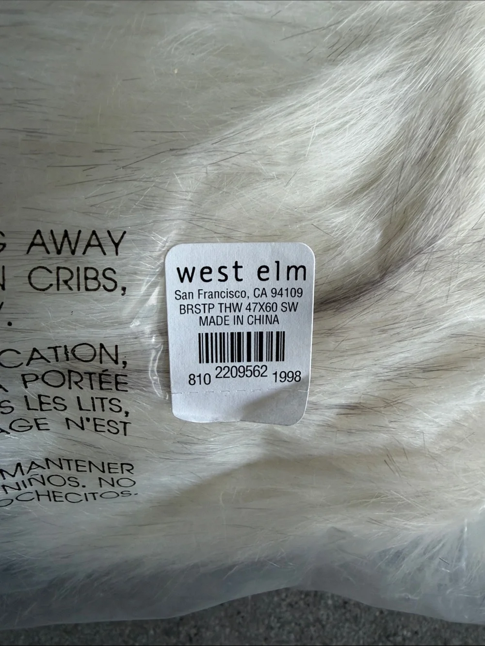 West Elm Faux Fur Throw